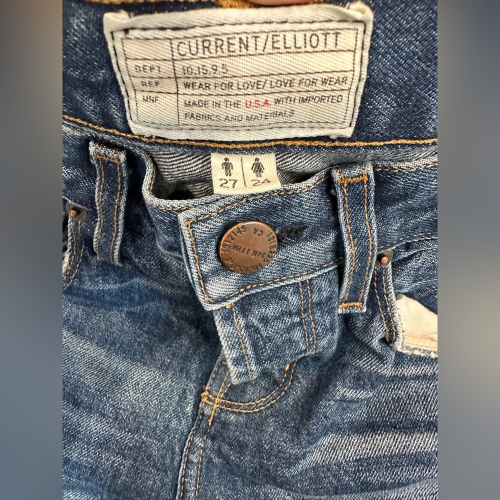 Current/Elliott Medium Blue Button-Fly Cropped Je… - image 2